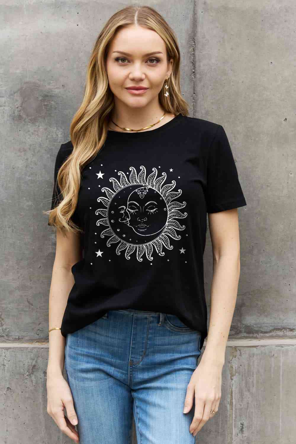 Simply Love Simply Love Sun and Star Graphic Cotton Tee