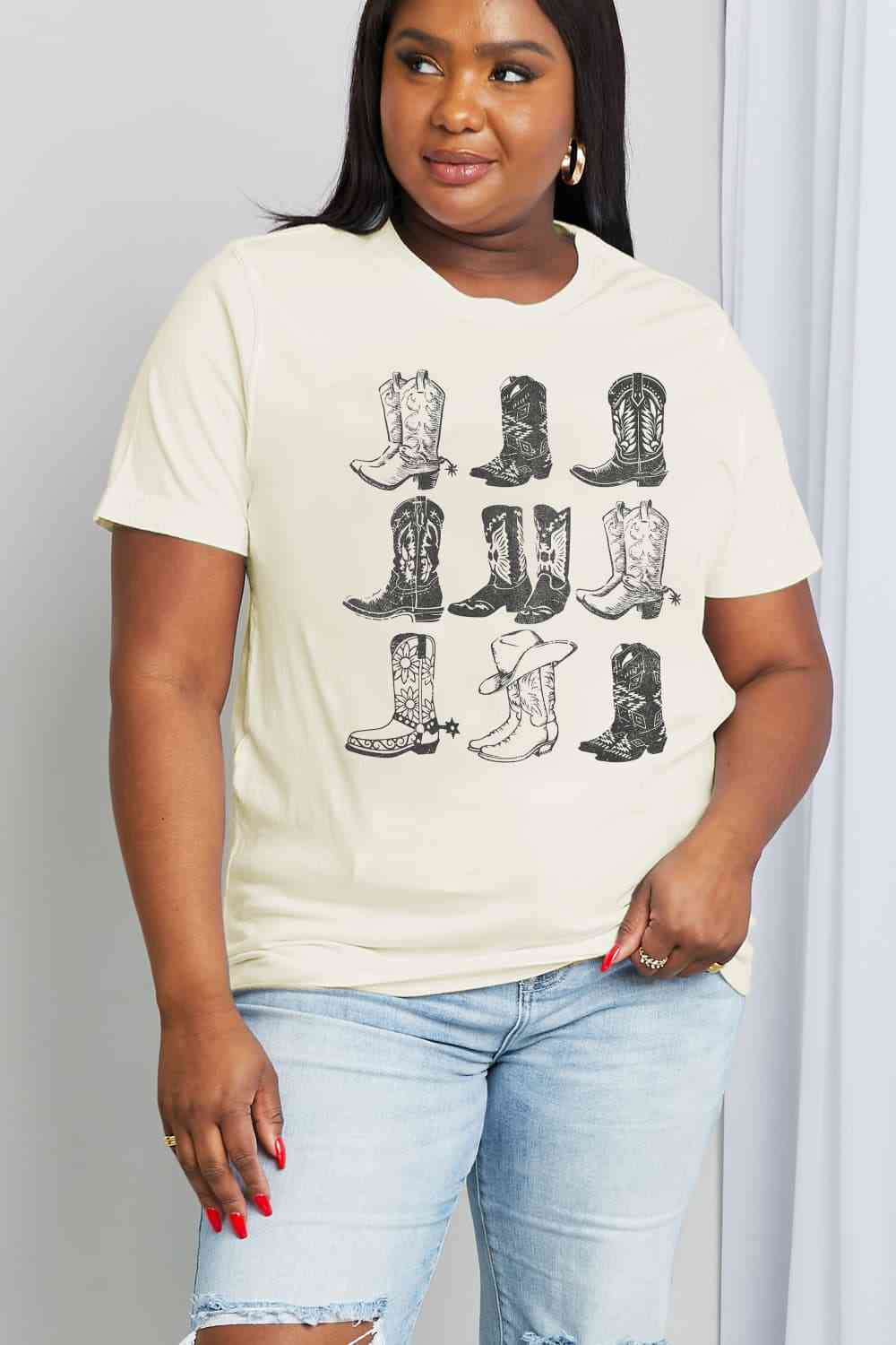 Simply Love Simply Love Full Size Cowboy Boots Graphic Cotton Tee